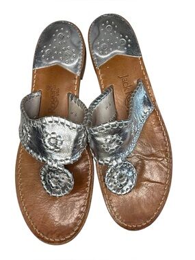 Jack Rogers leather thong sandals silver Size 9